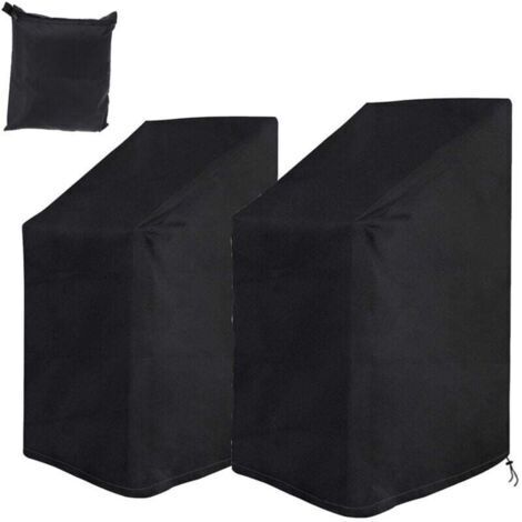 Lot de 2 housses de protection pour chaise de jardin, imperméable, résistant au froid, résistant aux UV, housse en tissu Oxford 210D, pour chaise de jardin, chaise empilable, housse de chaise de (1/4)