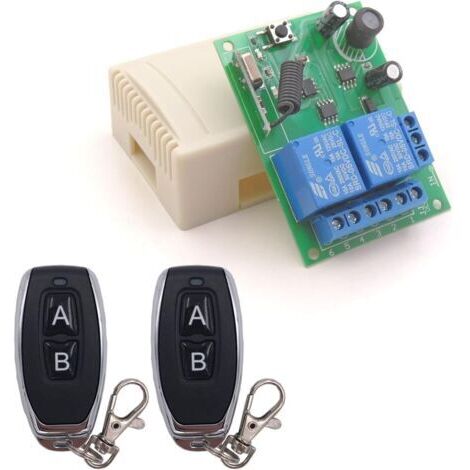 Commutateur télécommande sécurisé 433MHz RF 10A – Alimentation DC 12V 24V 30V – 2 émetteurs pour moteur et éclairage – Installation facile (1/5)