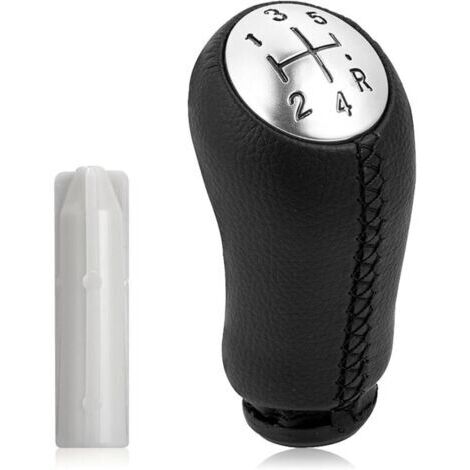 5 Vitesses Pommeau de Levier de Vitesse , Noir Cuir , avec Adaptateur , Levier de Vitesse pour Renault Clio III 2005-09 , pour Megane 2 Laguna 2 2003-09 , pour Clio 4 2012-19 , pour Scénic II 2003-200 (1/4)