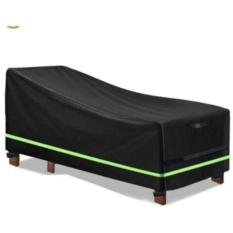Housse de chaise longue en bois Oxford 420D, 65 x 95 x 155 cm, anti-poussière, protège du soleil, du vent, de la pluie, de la neige et d'autres éléments (noir) (1/4)
