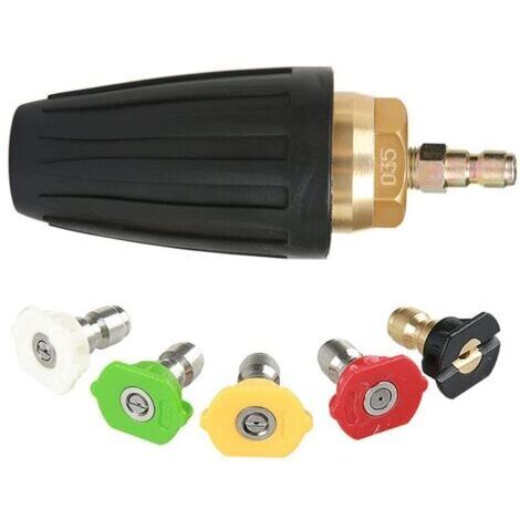Buse turbo rotative, 1,8 GPM 3000 PSI 035 pour nettoyeur haute pression, buse turbo rotative de 6,35 mm à connexion rapide, kit d'accessoires pour nettoyeur haute pression (1/4)