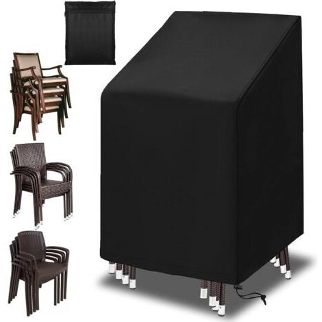 Housses pour Mobilier de Jardin 210D, Housse de Protection Imperméable Tissu Oxford Housse Chaise Extérieur de Balcon, Coupe-Vent, Anti-UV Housse Fauteuil Jardin, 65x65x80/120 cm Noir (1/5)
