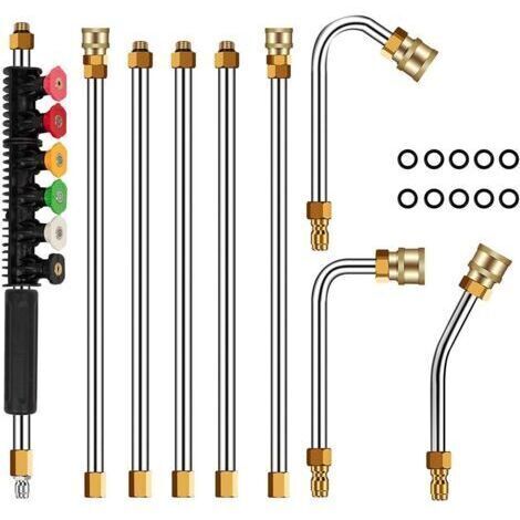 Tige d'extension de nettoyeur haute pression, 4000PSI nettoyeurs haute pression pointes de lance de remplacement télescopiques outils de nettoyage pour le lavage des fenêtres de toit (1/5)