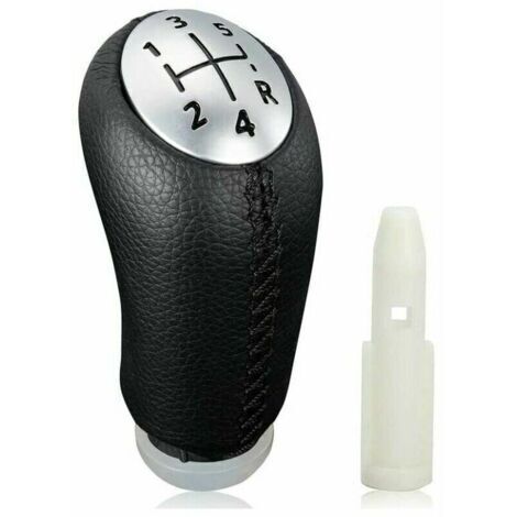 Pommeau de levier de vitesse en cuir noir – Adaptateur pour Renault Clio III 2005-09, Megane II, Laguna II – Installation facile (1/5)