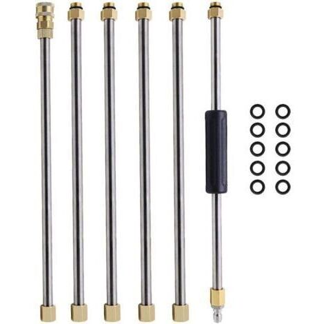 Accessoire Nettoyeur Haute Pression 1/4 Pouce Connecteur Rapide Ensemble De Baguettes D'Extension En Acier Inoxydable Pour Lavage Voiture Et Nettoyage Gouttière (1/5)