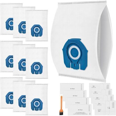 Lot de 10 sacs d'aspirateur 3D compatibles avec les sacs d'aspirateur Miele pour Complete C3 & C2, Classic C1, S2, S5, S8, S400, S600, S800, avec 4 moteurs et 4 filtres d'évacuation - Remplace 9917730 (1/5)