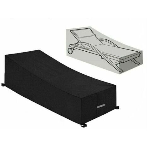 Housse de protection pour bain de soleil, réalisée en tissu Oxford 210D imperméable, coupe-vent et anti-UV, dimensions 210x75x40/80 cm, coloris noir. (1/3)