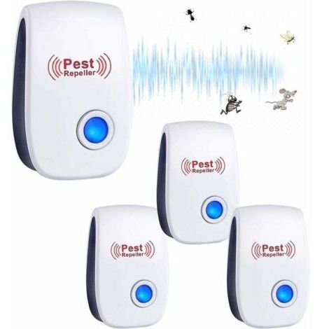 Ultrason Anti Moustique, 4 Pack Répulsifs à ultrasons, Intérieur Répulsif Électronique & Répulsif Moustique Ultrason Anti pour Insectes, Moustiques, Fourmis, Rats, Araignées (1/4)