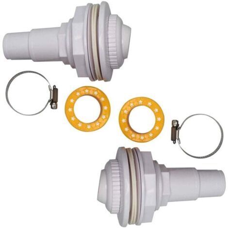2 kit di getti di controlavaggio - Completi di raccordi, gruppo occhiello, morsetti, rondelle e nastro filettato in PTFE - Per piscine FibroPool e fuori terra (1/4)