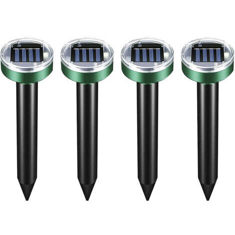 Lot de 4 Repousseurs Solaire Ultrasoniques pour Animaux Ronds Extérieur Intérieur (1/5)
