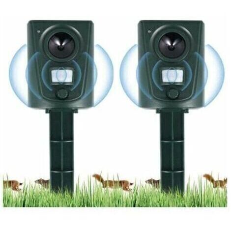 2X Répulsif Chat Jardin à Ultrasons, Répulsif Chats avec Piquet au Sol Prévenir Les Chiens et Les Chats, Les Oiseaux, pour Jardins, Champs, Pépinières, Etanche