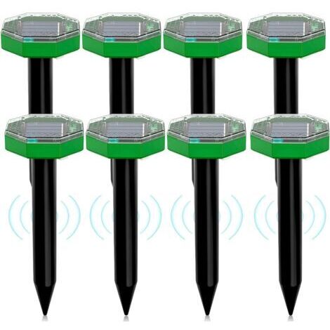 Répulsif solaire à ultrasons pour souris, lot de 8, répulsif solaire d'extérieur pour repous (1/5)