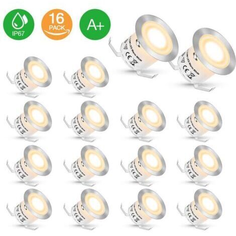 Lot de 16 spots encastrables LED blanc chaud pour extérieur. (1/5)
