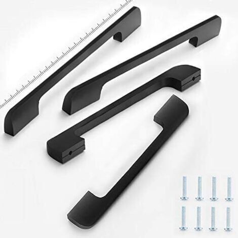 [4 pièces] Poignée de meuble de cuisine de 160 mm, poignée d'armoire en acier inoxydable noir (1/5)