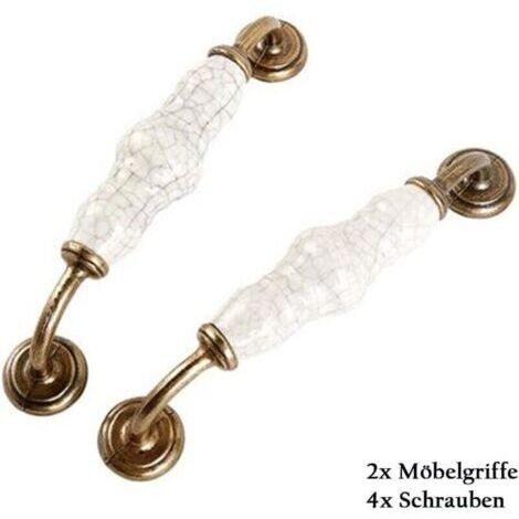 Lot de 2 Poignées de Meuble Poignée de Porte en Céramique Motifs Fissure avec Vis pour Armoir,Placard,Tirroir Entraxe 128mm LangRay Pommeau et poignée de tirage (1/4)