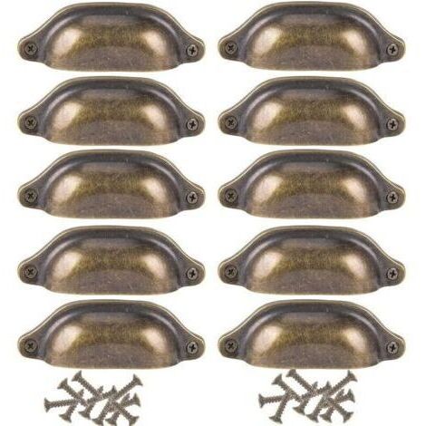 Lot de 10 poignées de porte 98 mm poignées décoration de tiroir de meuble laiton antique (1/5)