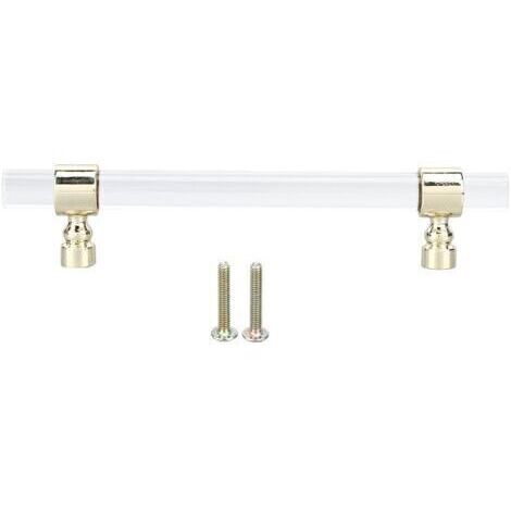 Poignée en acrylique cristal transparente facile à installer, poignée de tiroir pour armoires, tiroirs, commodes B01277S espacement des trous 128 or (1/5)