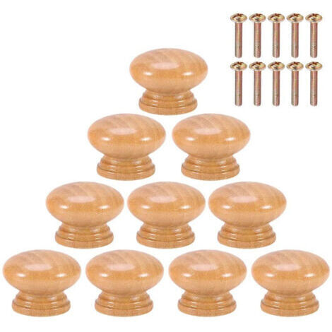 10 Boutons de Meuble Ronds en Bois de 24mm - Poignées Monotrou pour Armoire, Tiroir - Avec Vis-INHHUB (1/5)