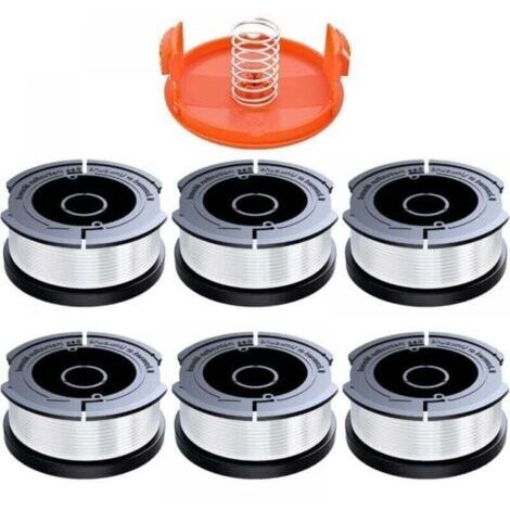6 Pièces Bobine Fil Coupe Bordure Compatible avec Black et Decker, XU,Ø1,65mm avec 9m Fil Coupe Bordure,Contient ,1 Couvercle de Bobine de Rechange et 1 Ressort de Rechange - (1/4)