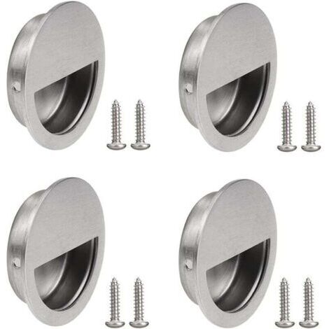 4 Pièces Poignée Ronde de Porte Coulissante Poignée Encastrée Ronde de Porte en Acier Inoxydable Encastrées Rondes Poignées de Porte Affleurantes avec Vis pour Tirage Porte Tiroirs Armoire (1/4)