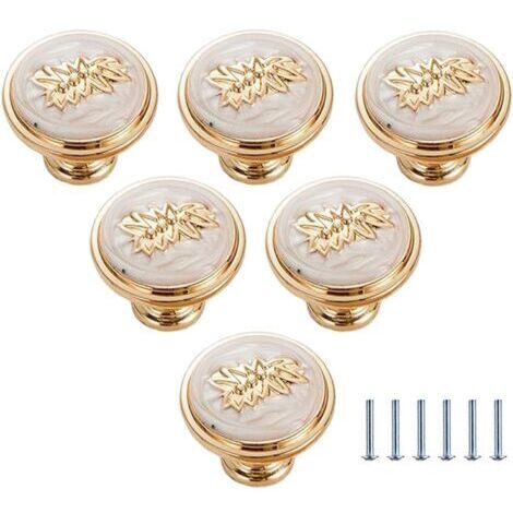 Boutons Ronds en Laiton pour Armoire, Poignées de Commode en Céramique, 28mm, 6 Pièces (1/4)