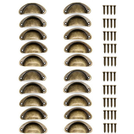 Lot de 20 Poignées de Tiroir Rétro en Métal Pour Meubles de Cuisine Porte d'armoire Placards avec Boutons Meubles en Laiton Antique 81×35mm Bronze (1/2)