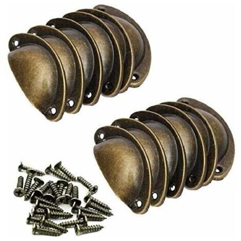 Poignée Coquille Rétro Poignee de Meuble Vintage Bouton Tiroir Poignée avec 24 Vis pour Placards Armoire Commode Tiroirs -12Pcs (1/4)