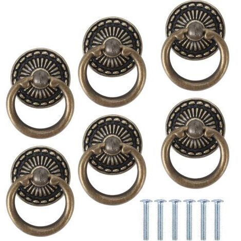 Boutons et poignées de meubles, 6 pièces boutons de meubles anneau poignée de meuble boutons d'armoire vintage (1/5)