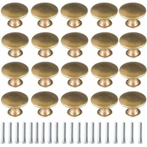 Bouton de Porte Laiton 20 Pièces Vintage Laiton Poignées Boutons de Meuble Boutons Porte de Tiroir Poignée de Meuble Bouton de Meuble Vintage pour Tiroir Armoire Meuble Cuisine de Placard (1/4)