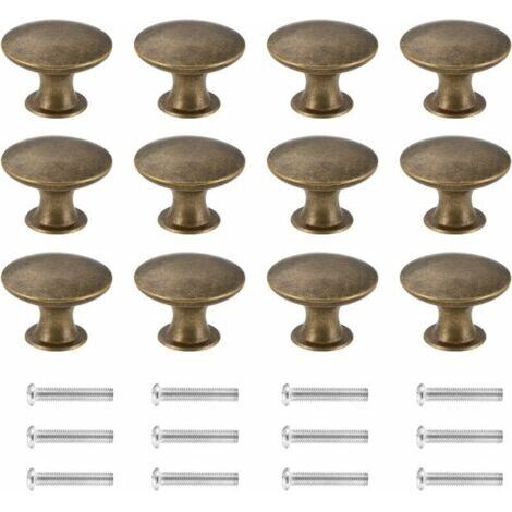 12 pomos de tocador retro, tiradores para muebles, bordes redondeados, pomos antiguos de hierro y latón, pomos para armario, para casa de campo, muebles de cocina vintage, armario, cajón, bronce aceit (1/5)