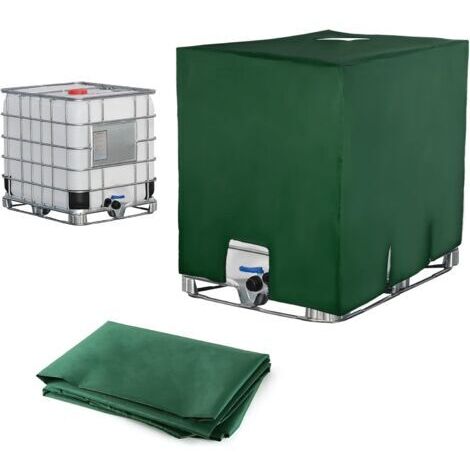 Housse de protection pour réservoir d'eau IBC, anti-poussière, anti-UV, bâche de protection, adaptée au réservoir IBC 1000 l (120 x 100 x 116 cm, vert) (1/5)