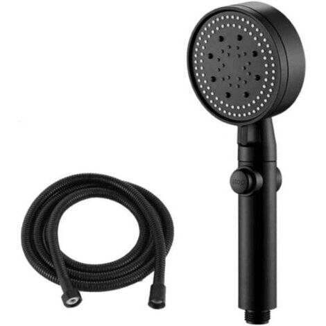 Pommeau de douche à main noir, XU, Ensemble pommeau de douche à main et tuyau, Pommeau de douche réglable à 5 modes, Pommeau de douche en métal avec tuyau de 1,5 m - (1/4)