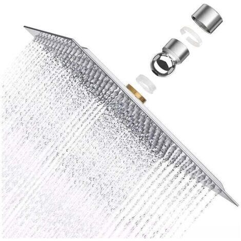 Krobec Pomme de Douche Plus forte,8 Pouces Pommeau Douche Carré en Acier Inoxydable AISI304, 20x20cm Ultra-Mince jet pluie,Pommes de douche fixes Tête de Douche à Anti-calcaire (1/5)