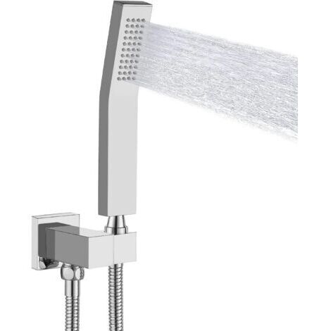 Douchette à main haute pression en acier inoxydable SUS304 avec connecteur mural et tuyau de douche de 152,4 cm, pulvérisateur à main incurvé en chrome poli Z-V-D (1/5)