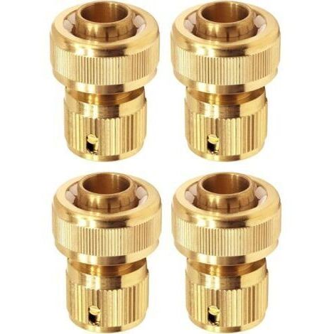 Raccord d'Arrosage 19 mm (3/4") en Laiton, Rapide Raccord Connecteurs pour Tuyau d’arrosage dans Le Jardin - Lot de 4 (1/5)