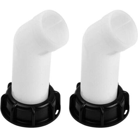 Lot de 2 Bec de Vidange avec éCrou IBC Buse de Réservoir d'eau Raccord de Vanne Extension Buse de Tuyau Adaptateur, Adaptateur de Réservoir d'eau, pour Raccord Robinet Cuve IBC, 60 MM(Blanc) (1/4)