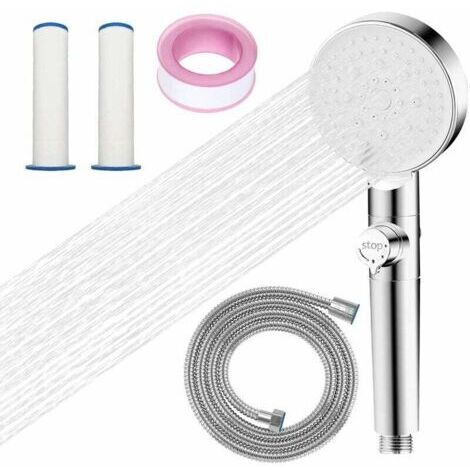 Pommeau de Douche avec 2 Filtres (Bouton Arrêt +5 Mode Jet Réglable), Pommeau de Douche Anti Calcaire, Pommeau de Douche à Haute Pression Economie d’eau, Pression d'eau Bien Pour Se Laver Les Ch (1/4)