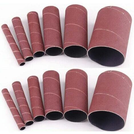 Lot de 12 manchons abrasifs pour ponceuse oscillante 11,4 cm – Grains 80/120 – Pour bois, métal et plastique – Diamètres 1,2 à 7,6 cm