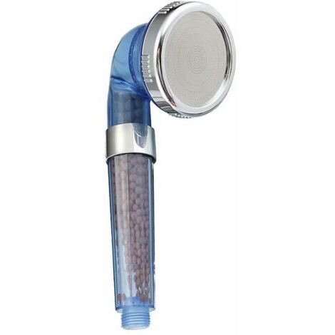 Pommeau de douche à haute pression à économie d'eau anti-calcaire à trois étages Système de filtration ionique Bleu (1/5)