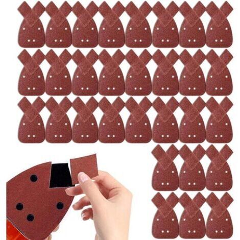 30 Pièces Feuilles Abrasives Triangles Feuilles de Ponçage 40 Grain Mouse Sanding Sheet Papier Abrasif pour Detail Palm Sander (1/4)