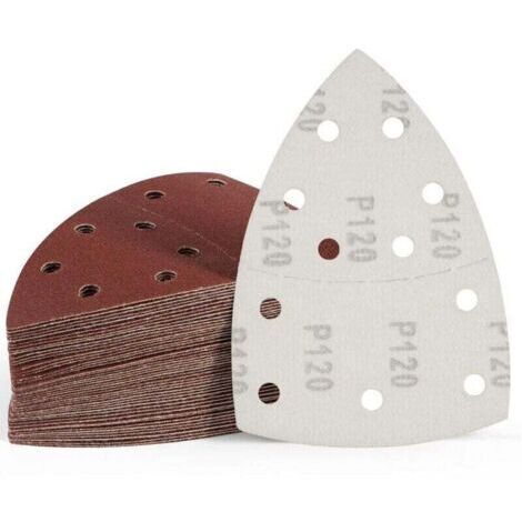 Jeu de 50 feuilles de papier abrasif pour ponceuses, XU, 105 mm x 152 mm, Grain P120, Support de ponçage, Convient pour le ponçage de l'acier inoxydable et du bois - (1/4)
