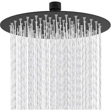 8 pouces pommeau douche Rond fixe tête de douche en acier inoxydable Noir à 180 ° rotatif puissant Haute pression Spray de pulvérisation de salle de bains salle de bains Pommes de douche fixes (1/4)