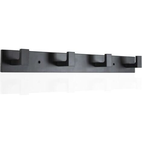 Porte-manteau mural, 4 crochets muraux, porte-manteau mural en acier inoxydable, porte-manteau mural robuste avec crochets (noir brillant, 4 crochets) (1/4)
