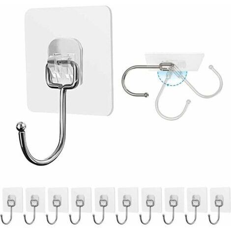 (10 Pièces) Crochet Adhésif 15kg(Max) Transparent Auto Adhesif Imperméable à l'eau et à l'huile Crochet Murale Porte Serviette Pour Accroche Salle de Bain,Cuisine,Plafond,Accrocher,Mural,Porte (1/4)