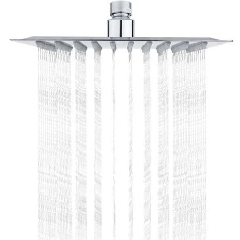 Pommeau de douche en acier inoxydable, pomme de douche carrée de 20 cm, filetage pluie universel 1/2", rotatif à 360° (1/4)