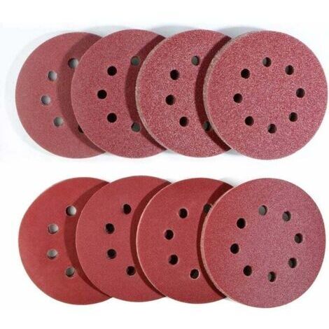 80 Pièce Disques de Ponçage à fixation en Ponceuse excentrique, (Ø125mm Set de papier à poncer), 10 x 40/60/80/120/180/240/320/400 pour Ponceuse Orbitale Aléatoire by FDC (1/5)