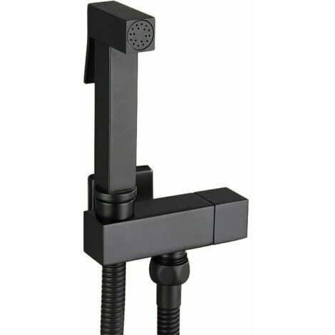 Douchette WC en laiton noir – Pulvérisateur de bidet à main avec support mural – Tuyau acier inoxydable 150 cm – Hygiène personnelle (1/5)