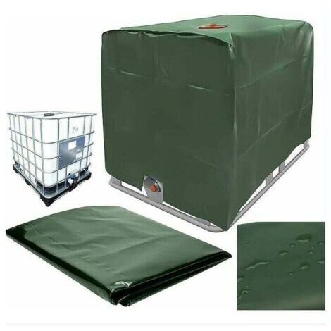 Bâche de réservoir d'eau, Bâche Couverture Réservoir pour Cuve 1000L, Capôt de Protection Container Citerne Eau, Anti-poussière Anti-UV Anti-Pluie, 120x100x116cm (vert) (1/4)