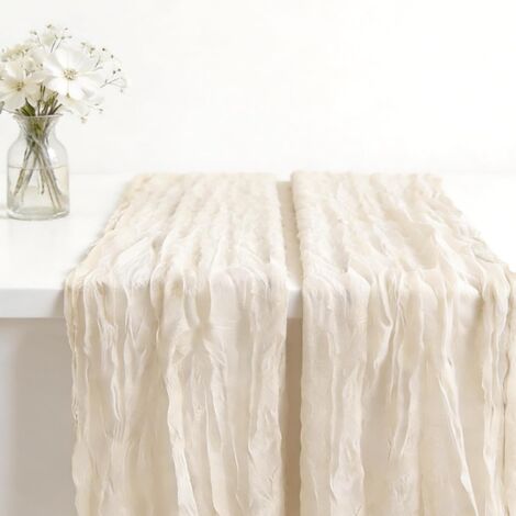 Lot de 2 Chemins de Table Gaze Mousseline Bohême, 90 x 300 cm, Coton Écologique et Réutilisable, Décoration de Table Rustique pour Douche Nuptiale, Anniversaire et Célébration (1/5)