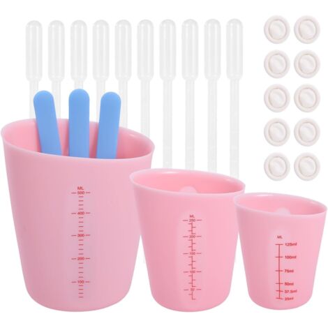 3 Pièces Tasses à Mesurer en Silicone, Tasses Doseuses avec Échelle, Bâtonnets à Mélanger, Manchons à Doigts, Compte Gouttes pour Résine Époxy, Moules de Coulée, Bricolage, Artisanat (1/5)